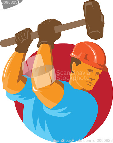 Image of Construction Worker With Sledgehammer