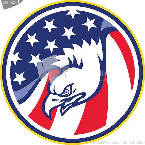 Image of American Eagle Flying USA Flag Retro