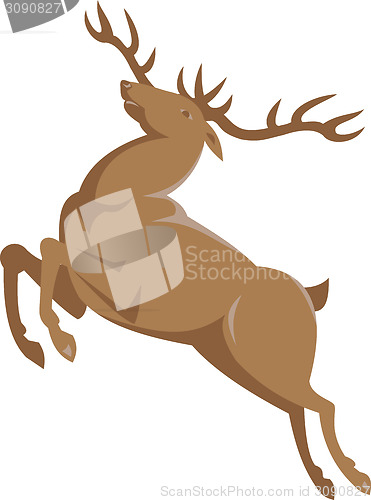 Image of Elk Stag Deer Jumping Retro 