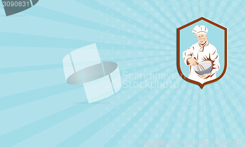 Image of Business card Baker Chef Cook Mixing Bowl Shield Retro