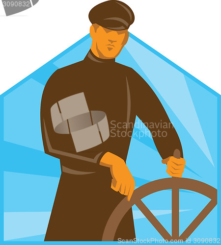 Image of Ship Captain Helmsman Steering Wheel Retro