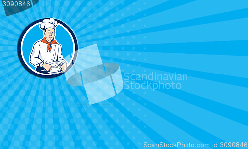 Image of Business card Chef Cook Holding Spoon Bowl Circle Cartoon