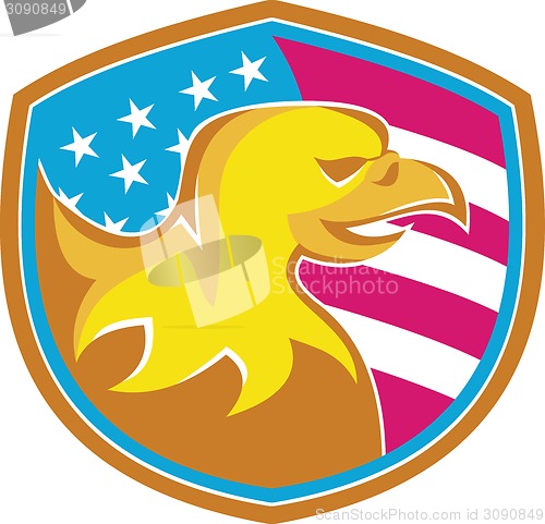 Image of American Bald Eagle With Stars and Stripes