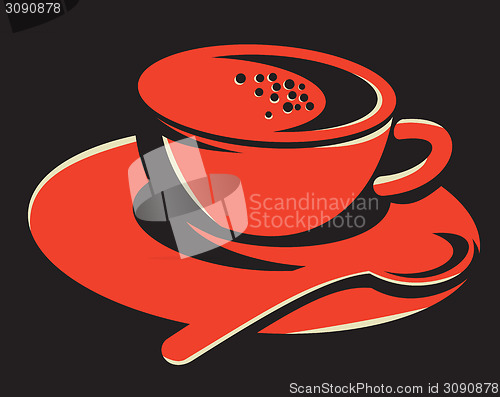 Image of Coffee Cup Bubbles Spoon Retro