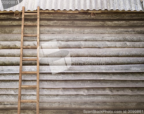 Image of round log wall background