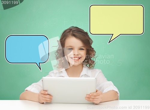 Image of happy smiling girl with tablet pc computer