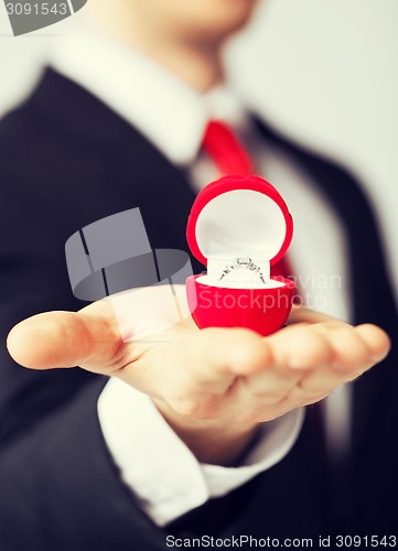 Image of man with wedding ring and gift box