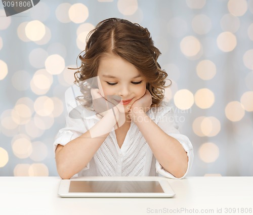 Image of happy smiling girl with tablet pc computer