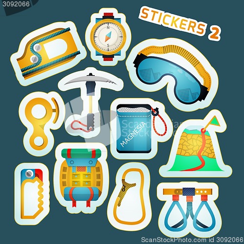 Image of Colored vector stickers for rock climbing