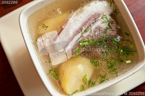 Image of soup with lamb meat