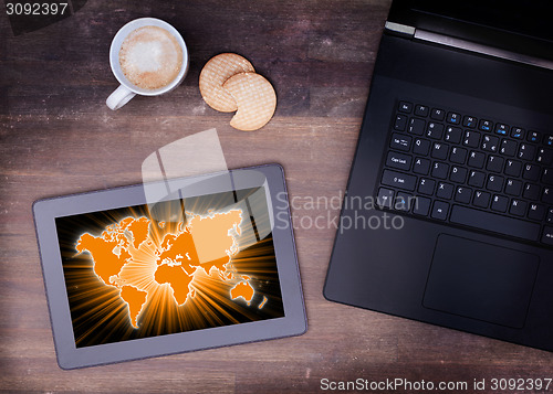 Image of World map on a tablet