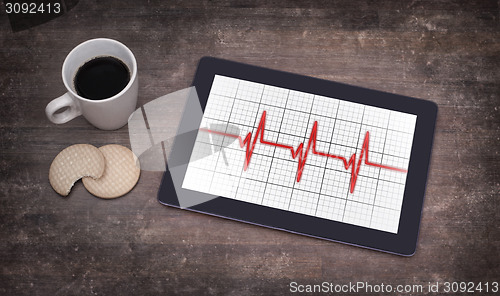 Image of Electrocardiogram on a tablet - Concept of healthcare