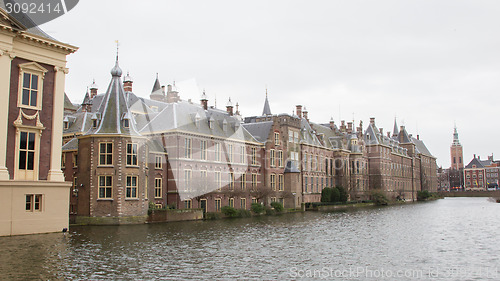 Image of Binnenhof Palace in The Hague (Den Haag) along the Hofvijfer,  T