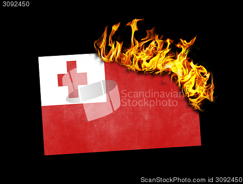 Image of Flag burning - Tonga