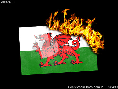 Image of Flag burning - Wales