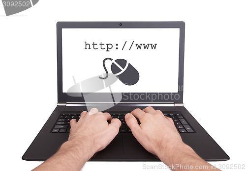 Image of Man working on laptop, http