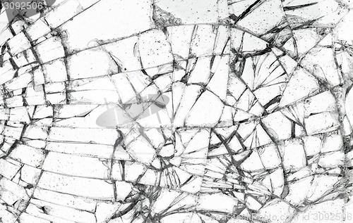 Image of Full screen broken glass, white background 