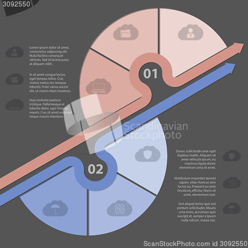 Image of Infographic design with various cloud icons