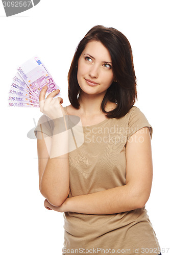 Image of Woman with euro cash