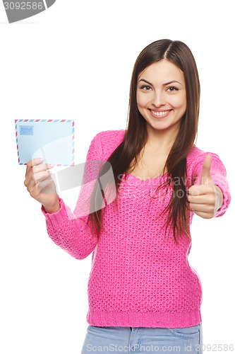 Image of Happy woman with envelope