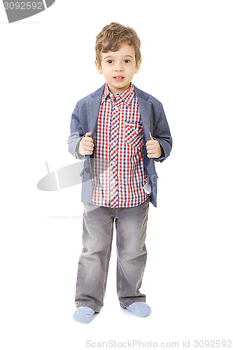 Image of little boy with jacket and shirt