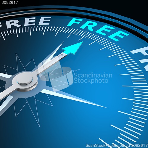 Image of Free word on blue compass