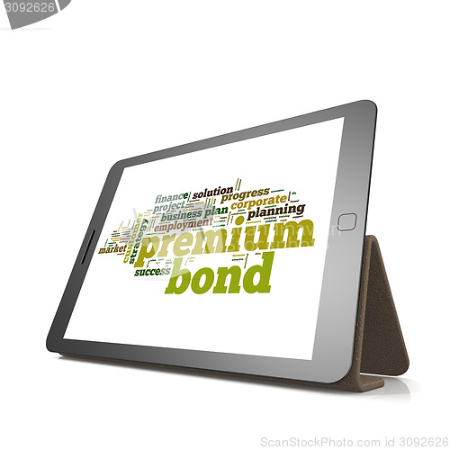 Image of Premium bond word cloud on tablet