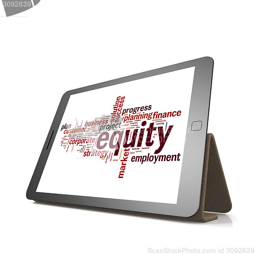 Image of Equity word cloud on tablet