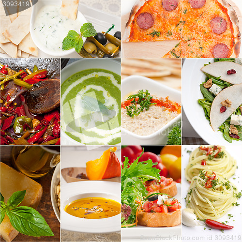 Image of healthy and tasty Italian food collage