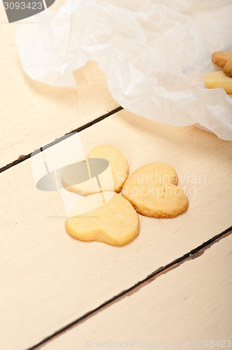 Image of heart shaped shortbread valentine cookies