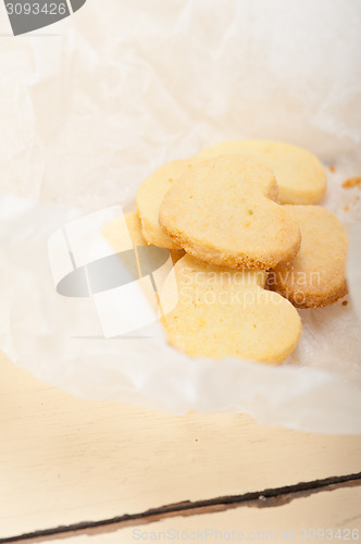 Image of heart shaped shortbread valentine cookies