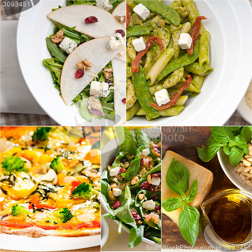 Image of healthy and tasty Italian food collage