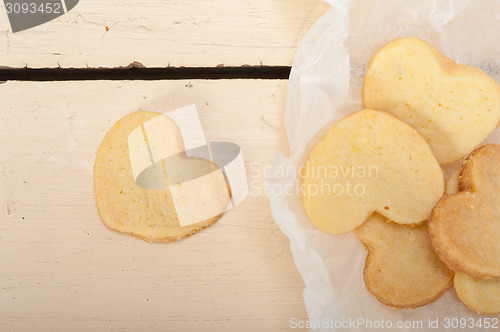 Image of heart shaped shortbread valentine cookies