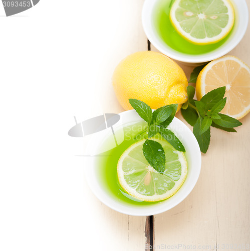 Image of mint infusion tea tisane with lemon