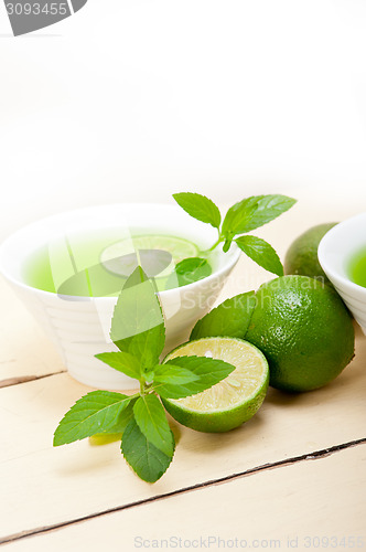 Image of mint infusion tea tisane with lime