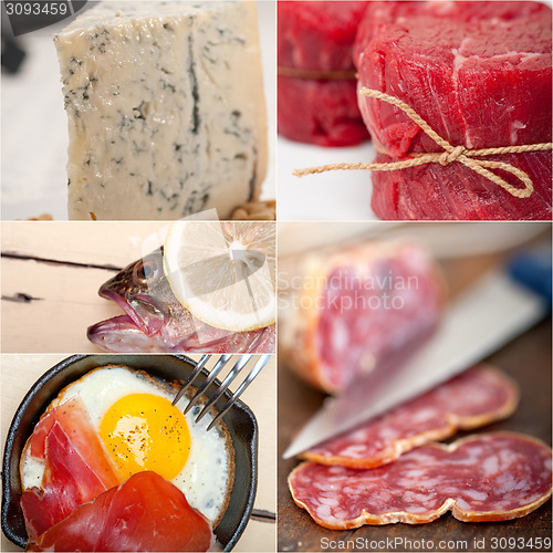 Image of high protein food collection collage