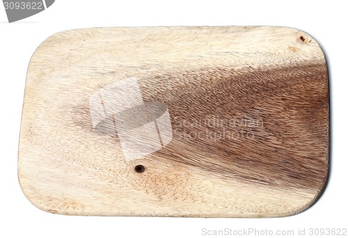 Image of Wooden kitchen board on white background