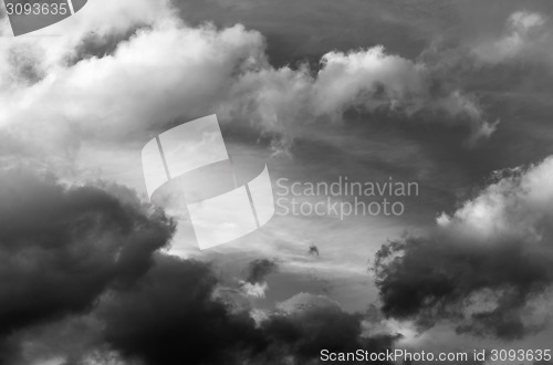 Image of Black and white sky with clouds