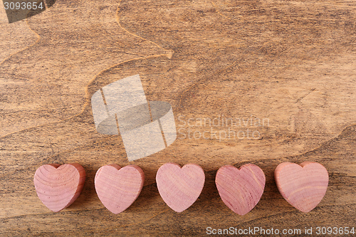 Image of Wooden hearts.