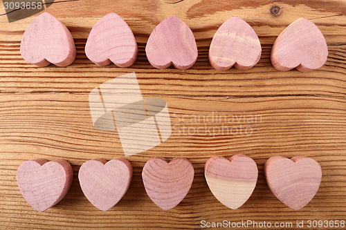 Image of Wooden hearts.