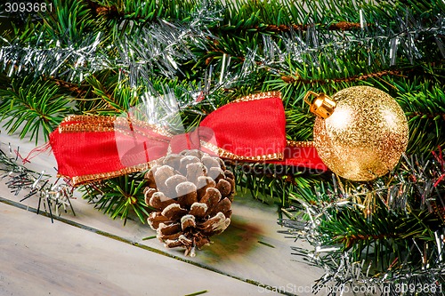 Image of Christmas bauble and a ribbon