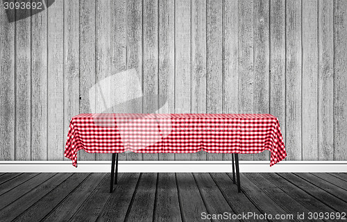 Image of Table with a tablecloth