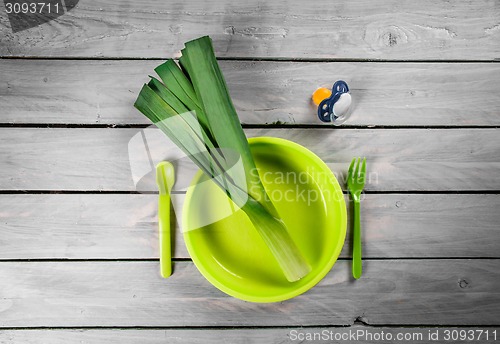 Image of Leek on a kids plate