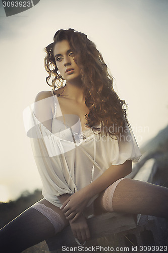 Image of beauty girl in white bra