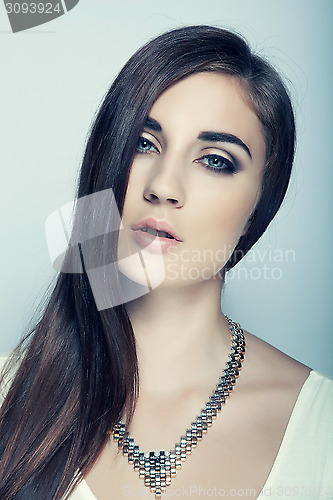 Image of beautiful high key girl with long hair