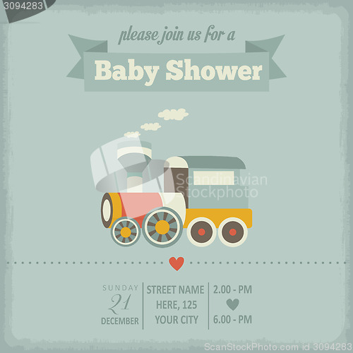 Image of baby shower invitation in retro style