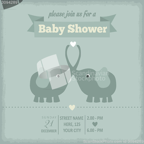 Image of baby shower invitation in retro style