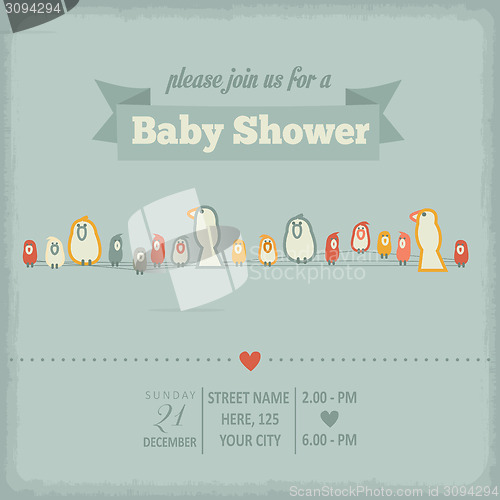 Image of baby shower invitation in retro style