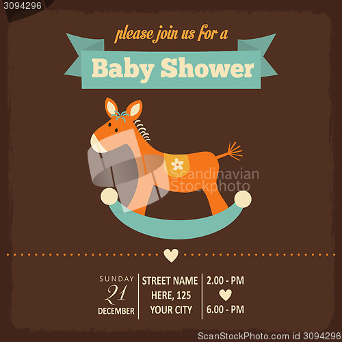 Image of baby shower invitation in retro style