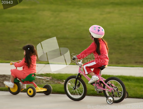Image of Family Sisters Bicycle Riding